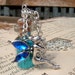 Pixie Dust Glass Vial Pendant Necklace with Blue Rhinestone Fairy Charm