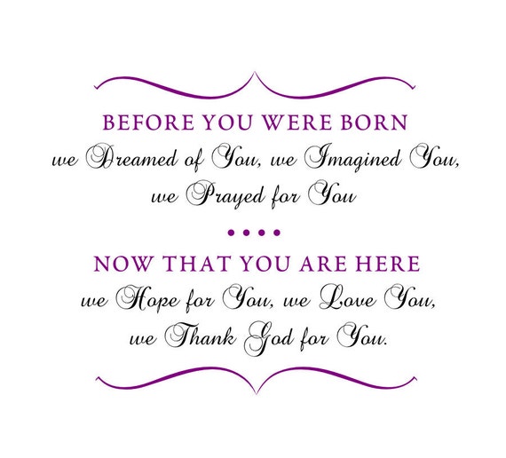 Items similar to Nursery Wall Decal- Before You were Born Nursery Poem ...