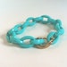 Vintage Turquoise Faceted Plastic Link Bracelet with Gold Link