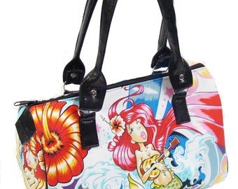 Handbag Doctor bag Satchel Style Chula Hula Alexander Henry Fabric Cotton Fabric Bag Purse, new, rare