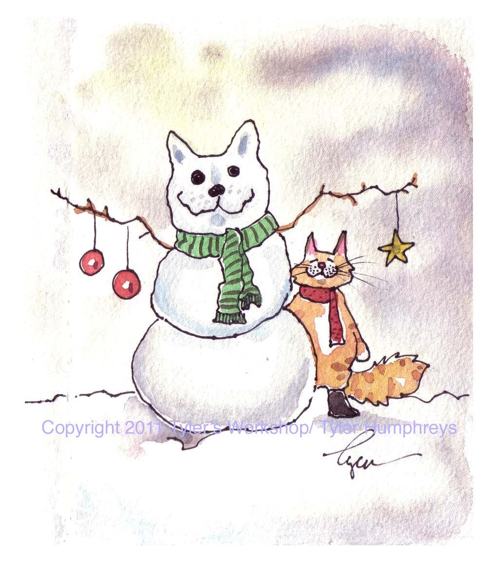 Cat Christmas Card Cat Card Cat Christmas Greeting Card