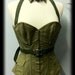 Military steel boned over bust corset and collar
