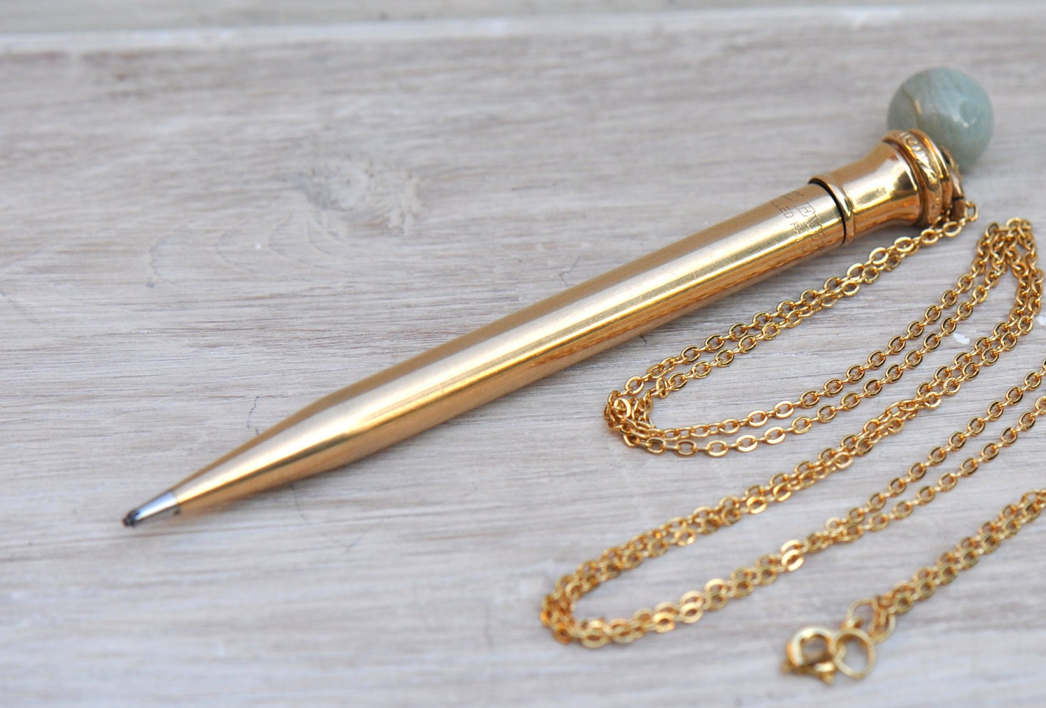 Gold Filled Pencil Necklace Vintage Back to School Mad