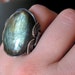 Labradorite Ring, Minty Aqua Blue Green Stone, Oxidized Sterling Silver, Earthy Glow