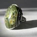 Rainforest Jasper Ring, Green Stone Jewelry, Sterling Silver Wire Wrapped