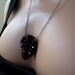Titanium Druzy Necklace, Amethyst Gemstone Geode, Black Sterling Silver Hearts Chain, Ready To Ship