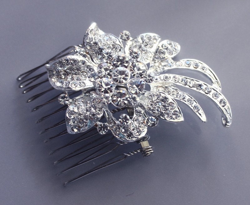 ON SALE Crystal Rhinestone bridal Hair comb by WearableArtz