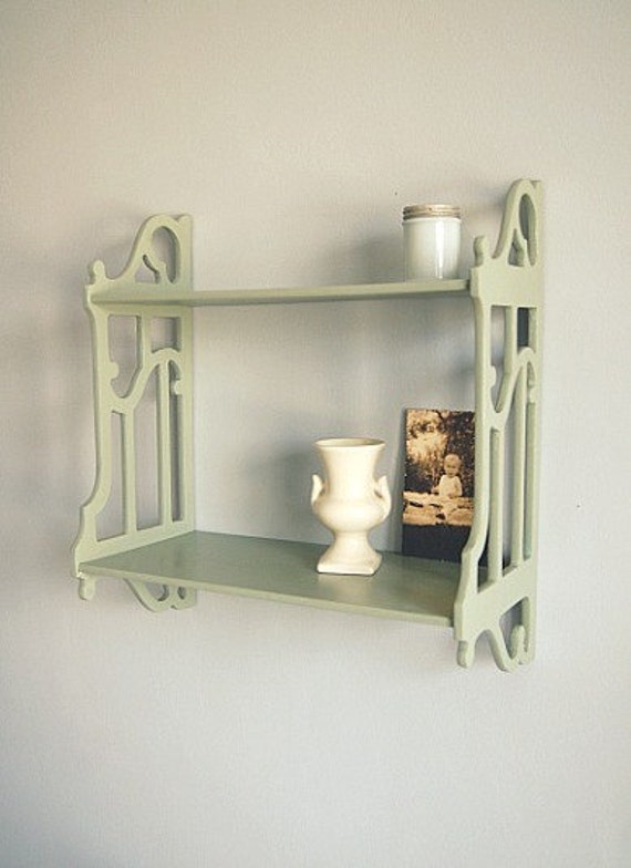 Vintage Two Tier Wall Shelf With Cut Outs