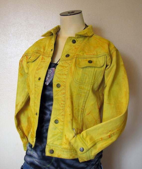 Items similar to Yellow Kids Large Denim JACKET Sunny Yellow Hand