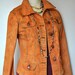 Denim Jacket - Autumn Rust Orange Hand Dyed Upcycled Cotton Denim Jacket - Juniors Small (34" chest)