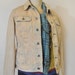 Tan Mens Medium Denim JACKET - Beach Sand Ecru Hand Dyed Upcycled Tommy Hilfiger Denim Trucker Jacket - Size Men's Small Medium (38" chest)