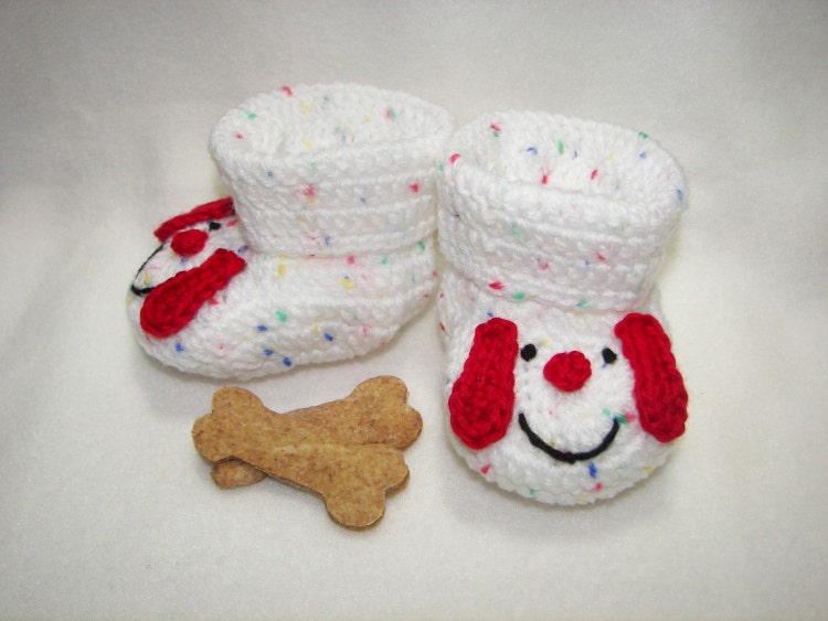 Baby Booties Blue Dalmation Puppy Dog NB by pitterpatterbabygift