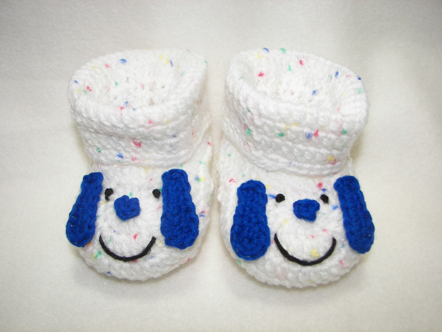 Baby Booties Blue Dalmation Puppy Dog NB by pitterpatterbabygift
