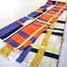 60s Mondrian Stripes Scarf, Reversible design in Purple Orange Yellow Black White