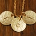 Personalized Handstamped Mom Necklace - Gold Initial 3 Disc Necklace - 3 Charms - Mommy Necklace - Custom Handstamped Hammered