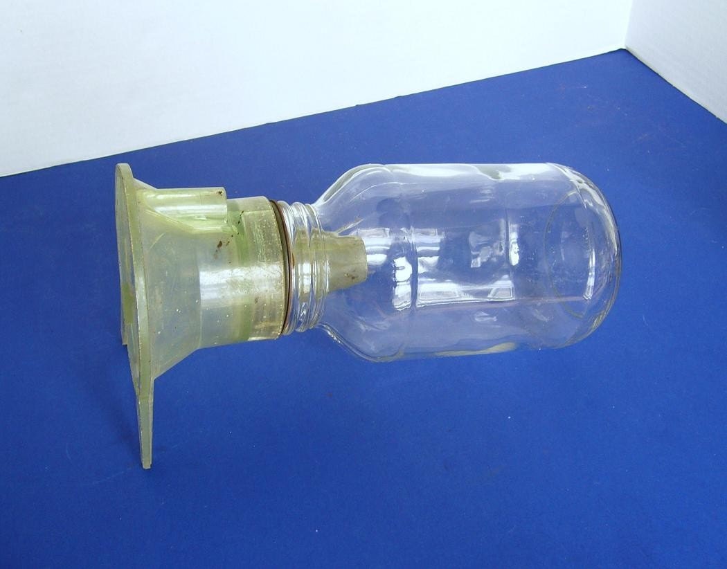 Vintage Minnow Trap with Glass Jar and Plastic Funnel Cap