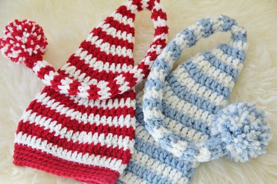 Crochet Pattern, Stocking Cap PDF Long Tail Baby Hat ...