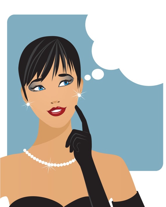 Download Items similar to Thoughtful, elegant woman vector clip art ...