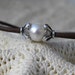 Sterling Silver, Pearl and Leather Bracelet