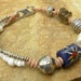 Old African Beads, Sterling Silver and Leather Bracelet