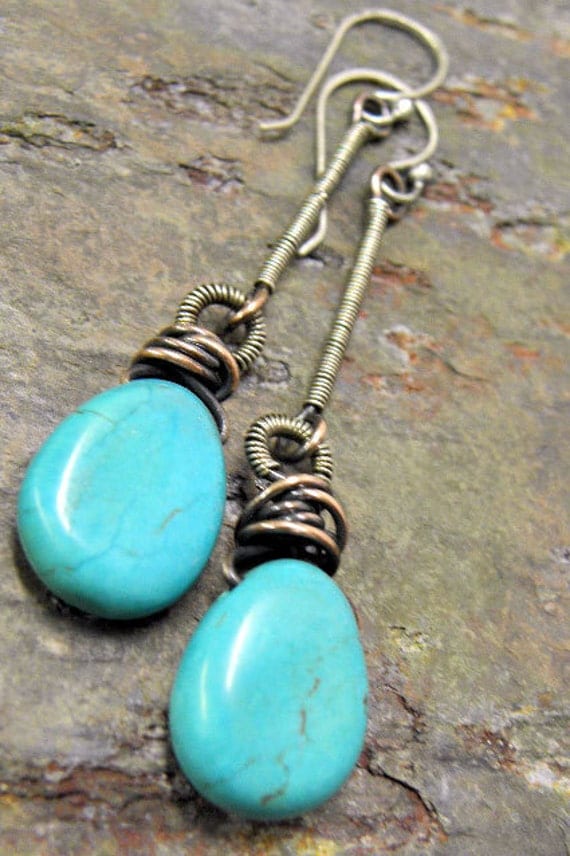 Casual Friday Turquoise Copper and Silver earrings