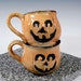 SALE Halloween Mugs: Pair of Orange Jack-o-Lantern Pumpkins