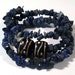 Sodalite Blue Memory Wire Bracelet with African-Inspired Wood Beads