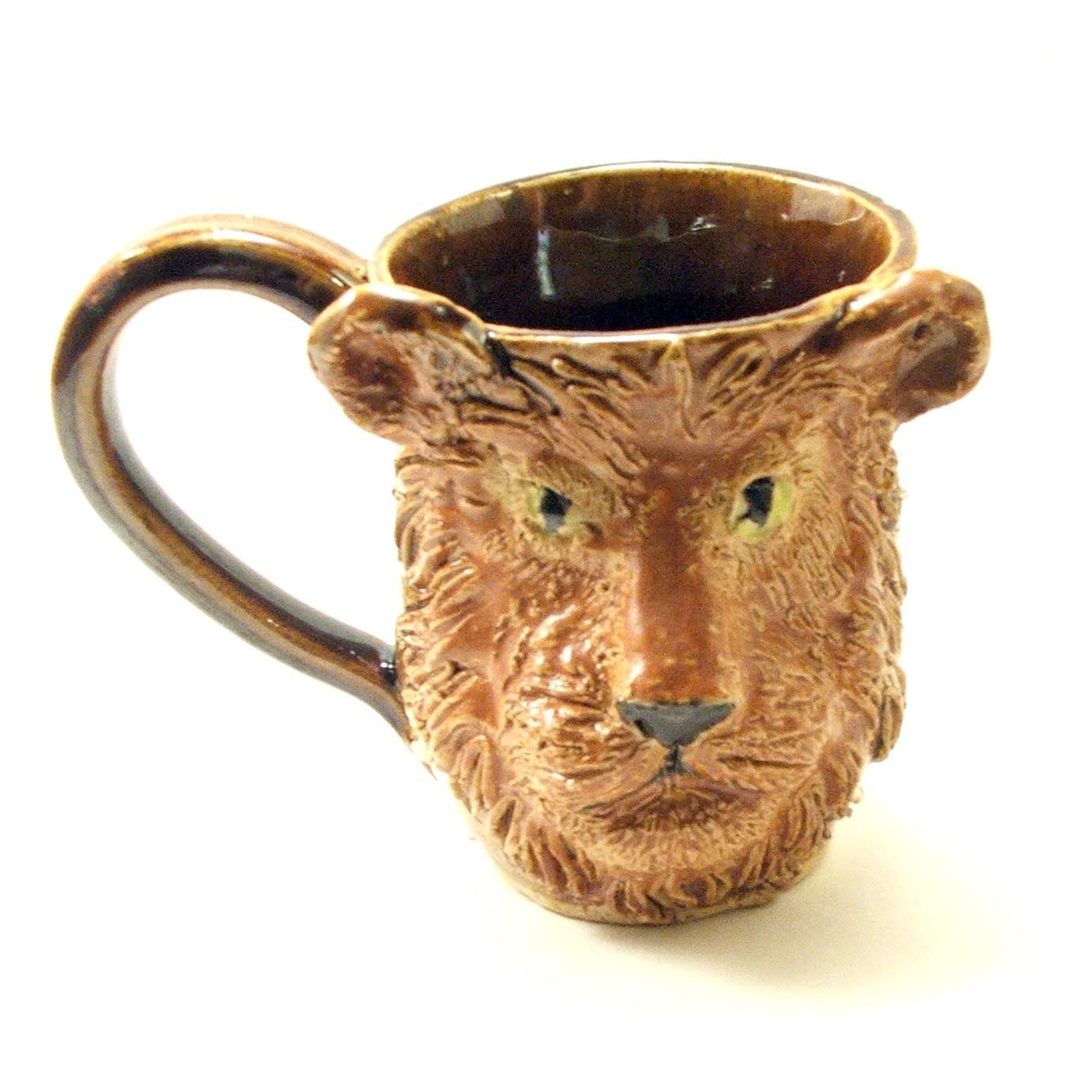 Lion Face Mug Handmade OOAK ceramic