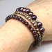 Triple Strand Bracelet of Garnets, Pearls, Sterling Silver Flower Beads, Sterling Fish Hook Clasp