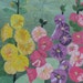 Contemporary Art Quilt- Hollyhocks