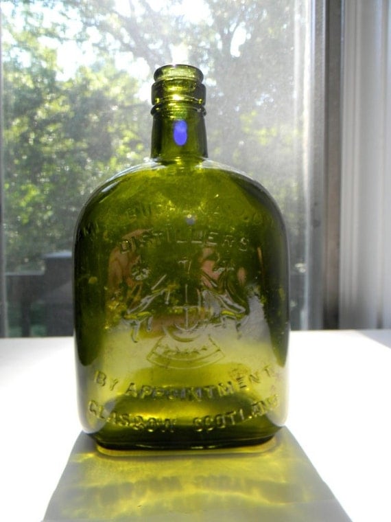 Antique Green Scottish Whiskey Bottle by CIVILIZEDMODERN on Etsy