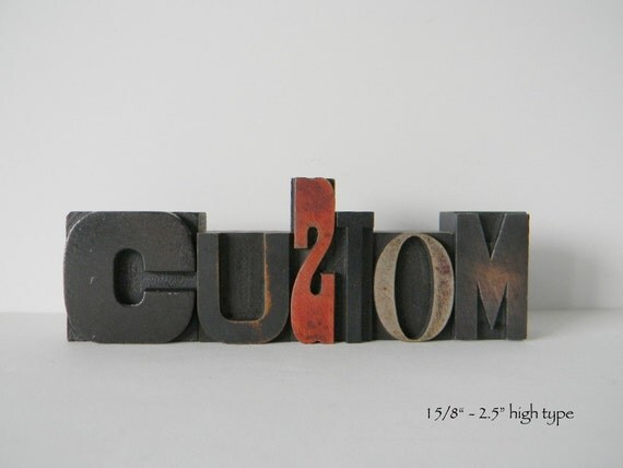 Custom Vintage Wood Type Letter Set DEPOSIT