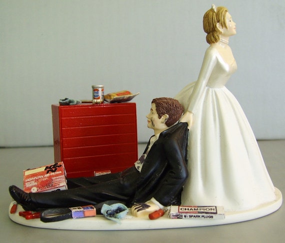  RACING  AUTO  MECHANIC CUSTOMIZED WEDDING  CAKE  by awesometoppers