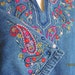 Vintage Embroidered Cotton Blouse/Denim Blouse/Hippie Top/Boho/Made In India/Size Medium
