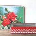 Vintage Tin Red Photograph Red Roses Red And White Geometric Scalloped Border