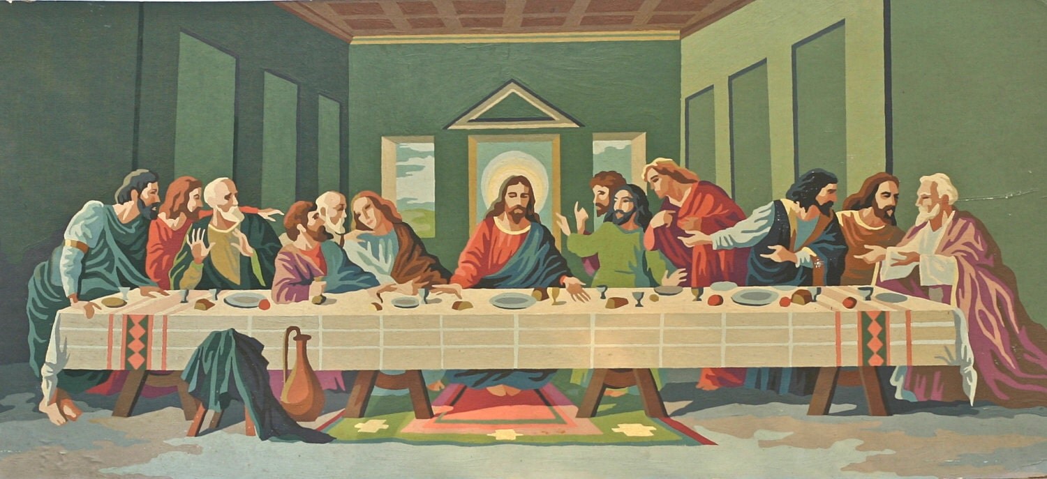 Vintage Paint By Numbers Last Supper 60's