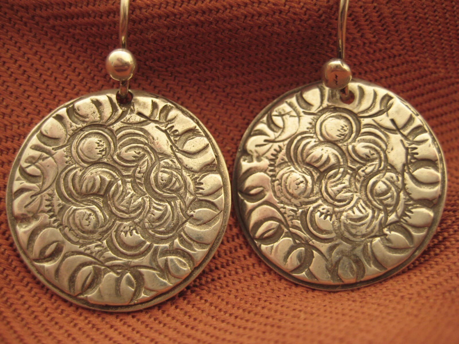 Sterling silver oxidized round earrings handmade