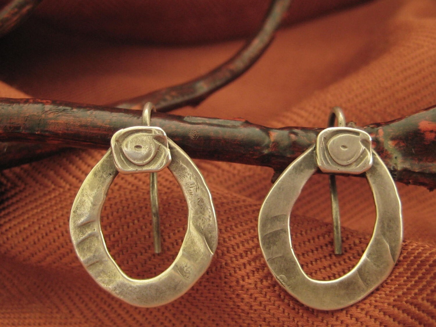 Oval Oxidized Sterling Silver Earrings Handmade