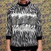 Vintage Zebra Print Sweater Medium Unisex 80s Retro Black White