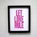 Pink Love Theme Simple Letterpress Print, Let Love Rule, 8x10 Poster