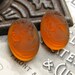 18x13mm "Cognac" Bavarian glass oval cameo (2 amber cameos) woman's profile, portrait, 13x18mm 18x13 18mm 13mm 18 13, koi orange