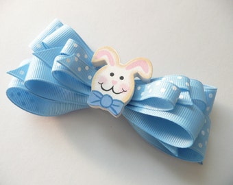 hhb-Blue Easter Bunny Hair Bow