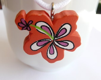 nnc-CLEARANCE - Orange Tropical Flower Necklace