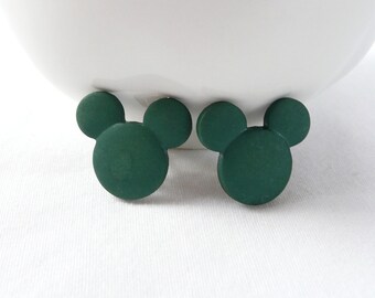 ns-Green Mouse Ear Stud Earrings