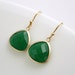 Gold Earrings Green Agate Earrings