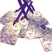 Gift Tags- Scalloped- Purple Checkerboard Dasies- ribbon- set of 6