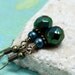 Green Fire Polished Czech Glass Bead Earrings - CLEARANCE SALE - A.76