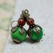 Green Wooden Bead Earrings - CLEARANCE SALE - A.575