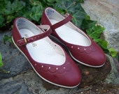 Girls Burgandy Vintage 70's Stride Rite Mary Jane School Shoes 10 ...