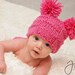 Little Miss Checker Head---- Hand Knit Newborn Hat---0-3months--Choose from Pink or White